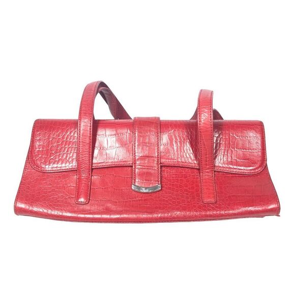 Alfani Purse Womens Red Emilia Buckle Crocodile Embossed Leather Retro 90's - Picture 4 of 15